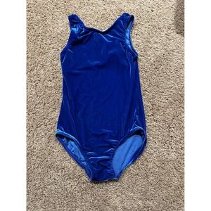 Balera Royal Blue Crushed Velvet Leotard Girls Size Large LC Dance Gymnastics